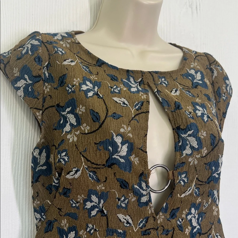 Free People - Say Yes Textured Colorful Keyhole Short Sleeve Mini Dress Size 6
